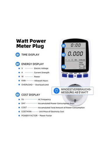 Motion003 Akıllı Ev Enerji Monitörü Arka Işık Versiyonu Ab Fişi Aşırı Yük Koruması