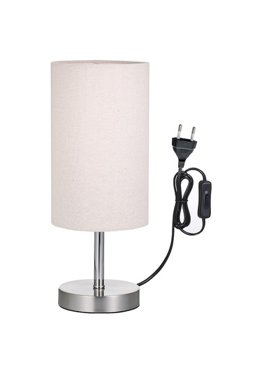 Masa Lambası Bej Kumaş, E27 Taban, Dokunmatik 3 Seviye Parlaklık Ayarı, 6w Ayarlanabilir Ampul Dahil 220v