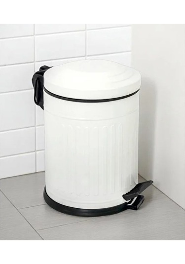 Vintage 12 Lt Yavaş Kapanır Kapaklı Ofis Mutfak Banyo Balkon Çöp Kovası Beyaz Beyaz