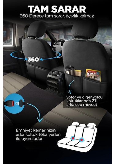 Panda Special Serisi Jakar Kumaş Oto Koltuk Kılıfı - Tam Set