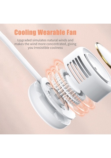 Fortunelane Beyaz Dq210 Şarj Edilebilir Boyun Fanı: 360 Döner, 3 Hızlı, Yaprakssız, İki Başlı, Ev-ofis Kullanımı