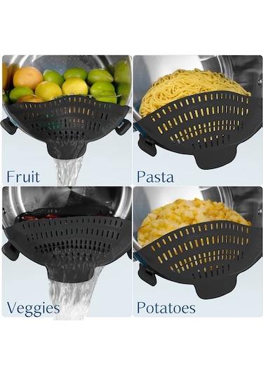 Chenkestoreone Mavi Pratik Klipsli Süzgeç - Tencereler Ve Kaseler İçin, Elektriksiz, Makarna Sebze Meyve Süzme, Dayanıklı Ev Ve Karavan Mutfak Aksesuarı Mavi