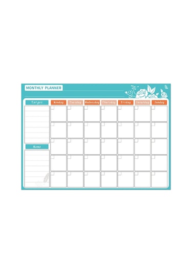 Cbtx Manyetik Aylık Planlayıcı Buzdolabı Mıknatısı Pet Manyetik Yumuşak Beyaz Tahta, Boyut: 29,7cm X 42cm Yeşil