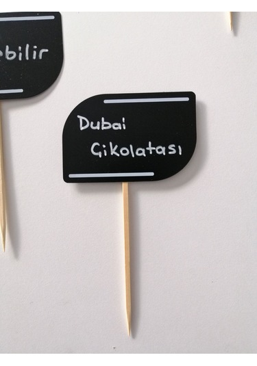 10 Adet Silinebilir Karatahta Dekoratif Siyah Etiket Saplama Çubuklu