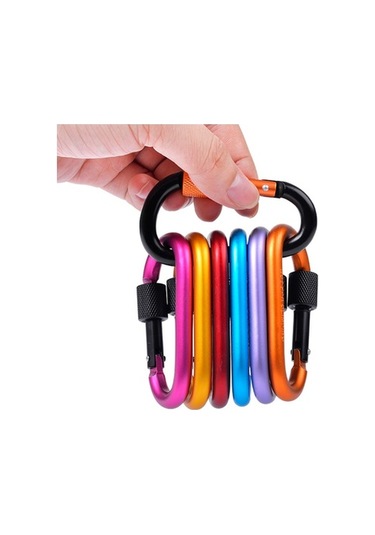 Besthome1 8cm Kilitli D Halka Karabina, Hafif Alüminyum, 30kg Kapasite, Çelik