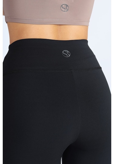 Soft&Basic Kadın 2'li İspanyol Paça Flare Yoga Tayt Pantalon Siyah-mavi
