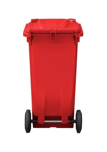 Kırmızı Plastik Çöp Konteyneri 120 Litre Konteyner - Isıya Karşı Kırmızı