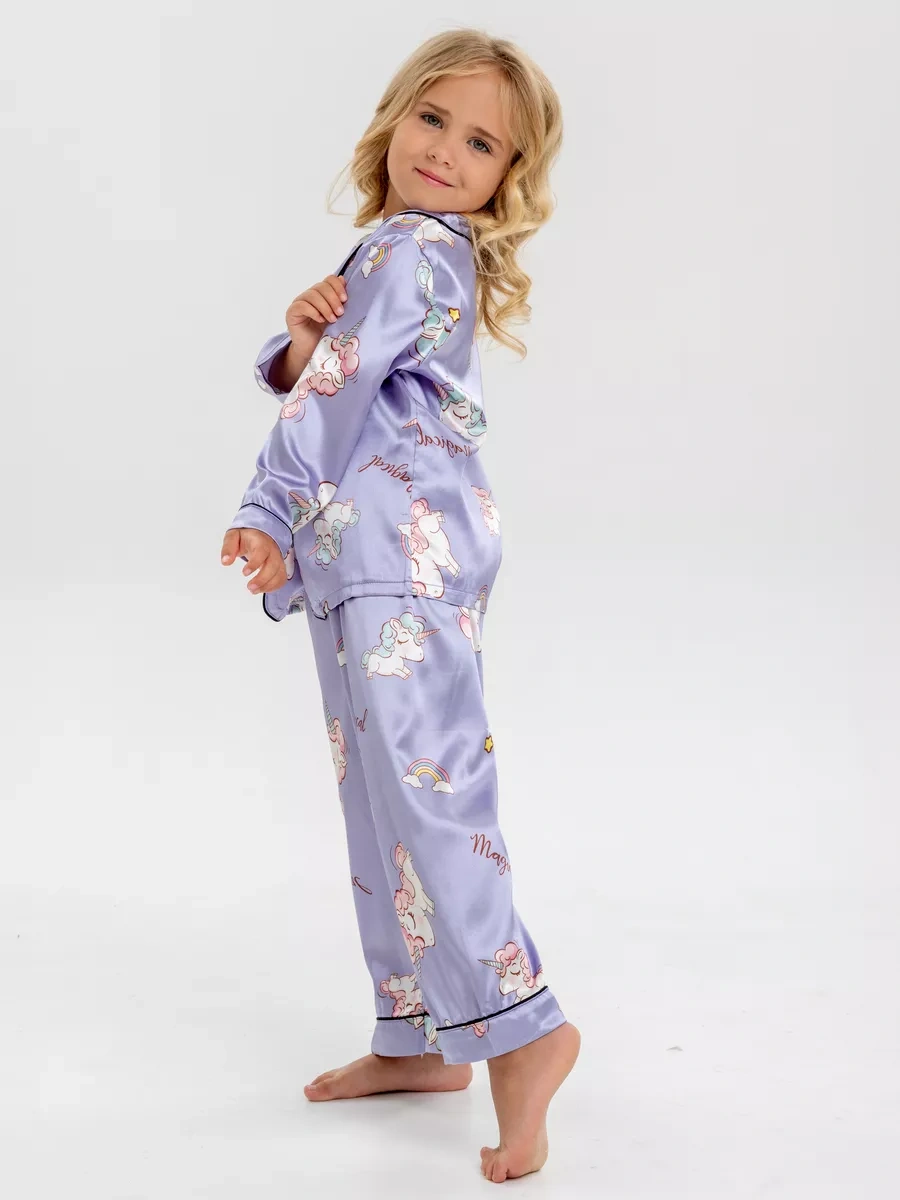 Milaeva Kids Çocuklar İçin İpek Pijama Takımı 170068594 Leylak