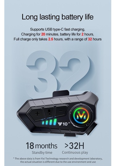 Çeşithane Y10 2x Motosiklet Kask Kulaklığı 300m Interkom, Su Geçirmez Bluetooth Kulaklık, Aı Sesli