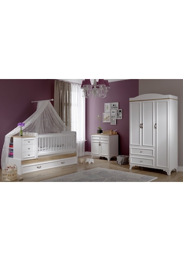 Baby Darling Lisa Mdf Gardırop Beyaz 3 Kapaklı Beyaz