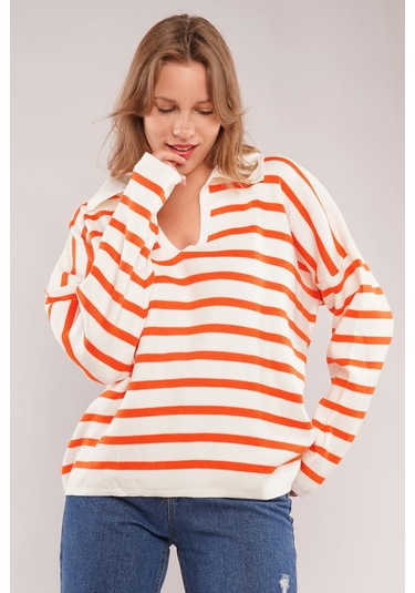 Gabria Çizgili Kazak Oranj