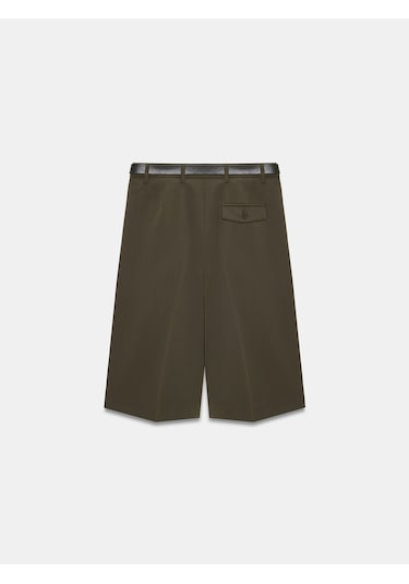 Dilvin 72270 Kemerli Pensli Bermuda-haki Haki