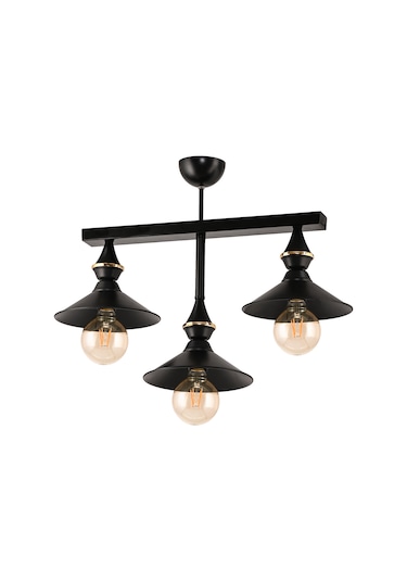 Dede Üçlü Ufo Sarkıt Avize Siyah Japon Şapkalı Siyah3