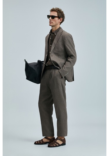 Lufian Jaques Spor Erkek Blazer Ceket Slim Fit Kahverengi Kahverengi 111140172100400 Kahverengi