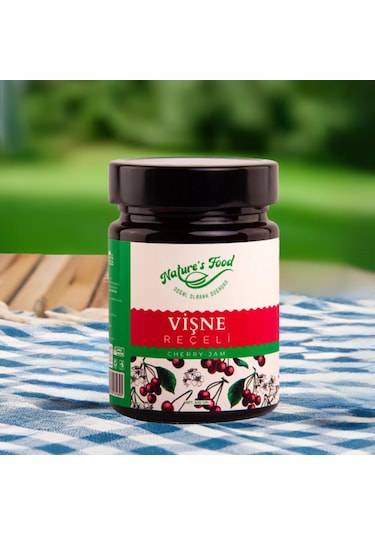 Vişne Reçeli Premium Series 400gr Cam Şişe %65 Vişne Doğal İçerik Doğal Tat, Nature's Food