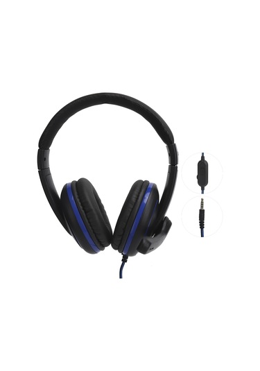 3,5 Mm Kablolu Oyun Kulaklığı, Ps4, Dizüstü Bilgisayar Ve Cep Telefonu İçin Mikrofonlu Oyun Kulaklığı Siyah Mavi