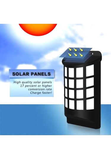 Ebitda Güneş Enerjili Alev Efektli Duvar Lambası - 2000mah Pil, Ip65 Su Geçirmez, Otomatik Aç/kapa