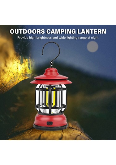 Vkemall Kırmızı Abs Materyal Çift Işık Modlu Sıcak/b Sıcak Dışarıda Kullanım Kamp Feneri, Elden Taşınabilir Ve Asılabilir, Acil Durum Işığı Çok Renkli