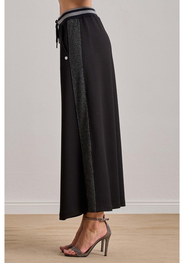 Yandan Cepli Siyah Örme Etek Siyah