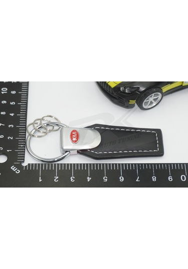 Kia Uyumlu Logo Krom Metal Deri Stil Anahtarlık