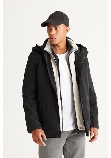 AC&Co / Altınyıldız Classics Erkek Sıyah Standart Fit Normal Kesim Kapüşonlu Dik Yaka Trençkot Siyah AC&Co / Altınyıldız Classics Erkek Sıyah Standart Fit Normal Kesim Kapüşonlu Dik Yaka Trençkot Siyah