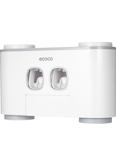 Geeroyoo Duvar Tipi Diş Fırçası Ve Macunluk Seti, 5 Fırça Yuvası, 4 Bardak, 2 Macunluk, Kolay Kurulum, Gri Beyaz