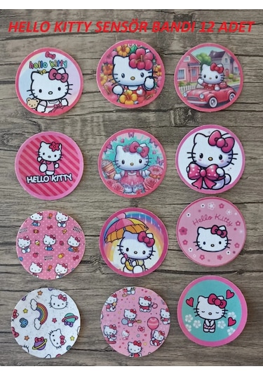Dexcom Freestyle Libre Sibionics Sinocare Medtronic Sensör Koruyucu Bant 12'li Paket / Hello Kitty