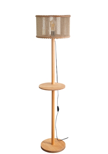 Jüt Serisi Jütopia Raflı Jüt Halatlı Ahşap Lambader