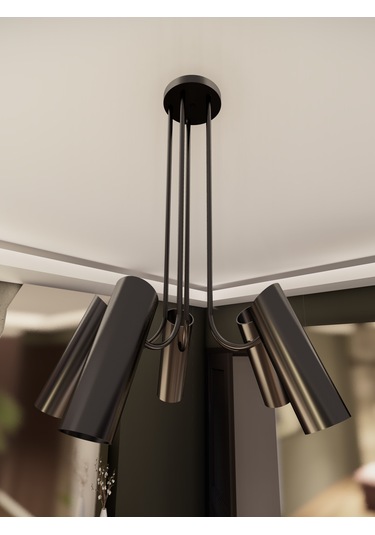 Lyra Siyah Minimalist 5 Li Spot Avize Gu10 Duylu