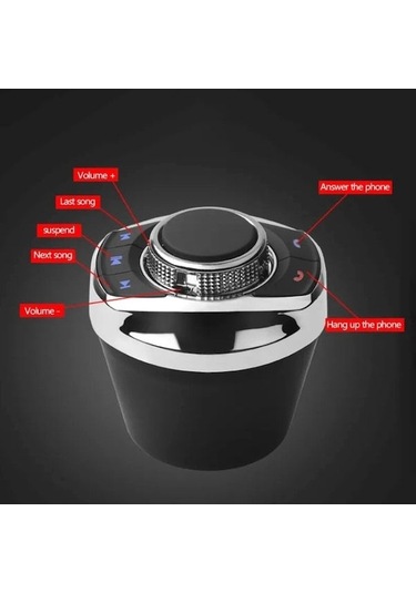 Jeehugo Siyah Arka Işıklı 8 Tuşlu Kupa Şekilli Kablosuz Direksiyon Kontrol Cihazı - Araç Direksiyon Kumandası