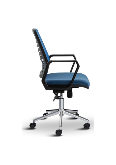 Asbir Mobilya Metis Metal Ayaklı Çalışma Koltuğu Ofis Sandalyesi Mavi Gri