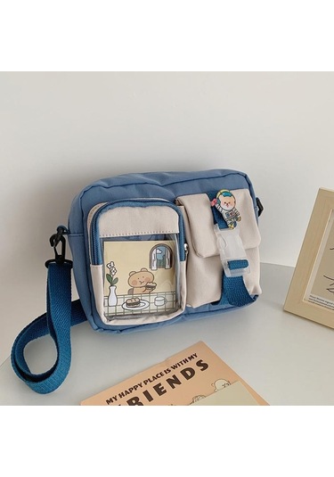 Japon Harajuku Kolej Tarzı Sevimli Kız Öğrenci Haberci Çantası Kadın Kampüs Moda Çantası Blue