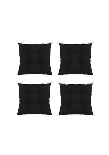 4'lü Pofidik Kare Sandalye Minderi 40 X 40 Cm Siyah
