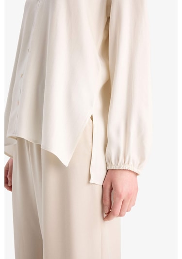 DeFacto Regular Fit Bisiklet Yaka Simli Kumaş Uzun Kollu Gömlek F0226AX25SPER105 DeFacto Regular Fit Bisiklet Yaka Simli Kumaş Uzun Kollu Gömlek F0226AX25SPER105