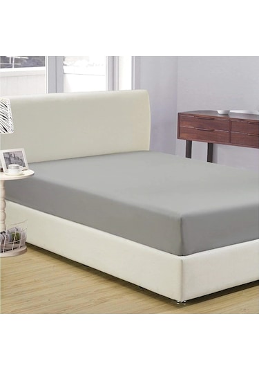 Tek Kişilik Lastikli Kumaş Çarşaf Gri