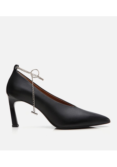 Hotiç Kadın Deri Siyah Zincir Detaylı Stiletto 01ayh304190a100 Siyah