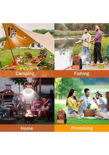 Motion003 Turuncu Taşınabilir Fan Pil İle Çalışır Açık Hava Ve Ev İş Yeri Kullanımı Uzaktan Kumandalı