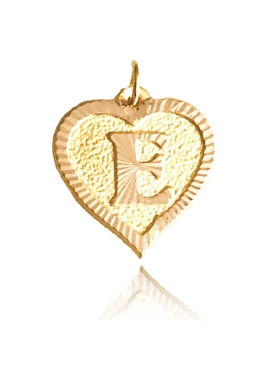 0.25 Gram 14 Ayar E Harfi Kalp Kolye Ucu