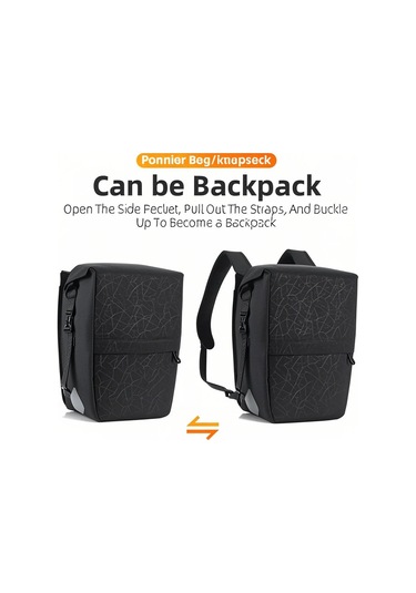 Yuntech01 Dayanıklı Bisiklet Çantası - Geniş Kapasiteli, Su Geçirmez Sırt Çantası, Çift Kullanımlı Siyah