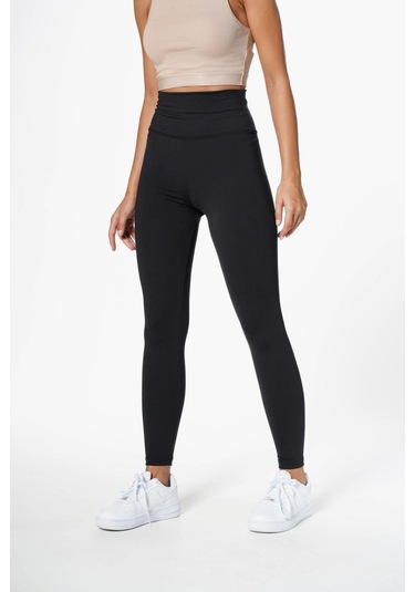 Nano Feat Düz Sporcu Tayt-siyah Siyah