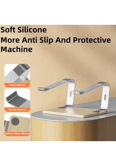 Ebitda Alüminyum + Ahşap G1 Dizüstü Standı - Gri, 25x20cm, 17,3 Laptoplar İçin Isı Dağıtımı Ve Yükseltme Braketi