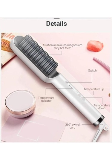 Venturemart Saç Düzleştirici Fırçası, Taraklı Saç Düzleştirme Demiri, Hızlı Isıtma Ve 5 Sıcaklık Ayarı