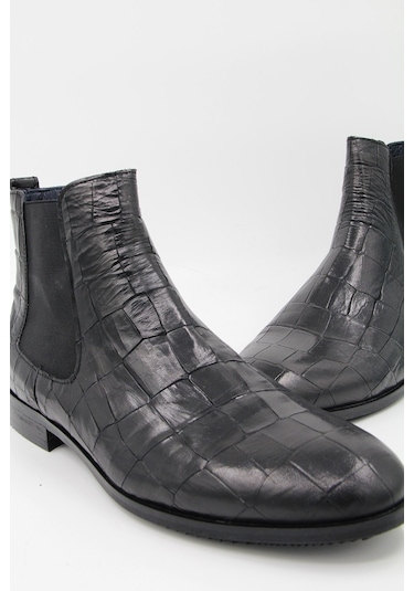 Luciano Bellini Bj3001 Reptil Erkek Klasik Bot - Siyah-siyah