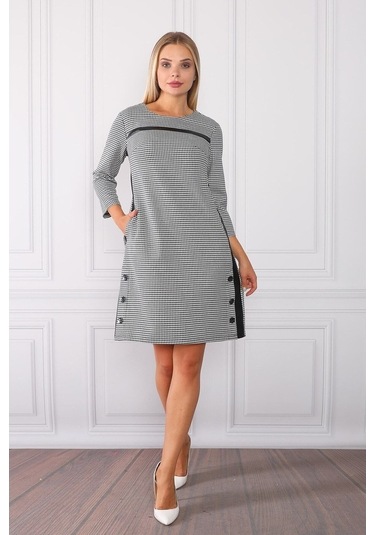 E.T.'S Element'S Kadın Deri Detaylı Elbise Gri