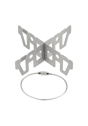 Vkemall Titanyum Alkol Ocak Rafı Çapraz Stand Açık Hava Kamp Ocak Standı Deste Gümüş