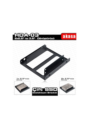 Akasa 2 x 2.5" Hdd/Ssd Çift Yuvalı 3.5" Dönüştürücü - Kutusuz