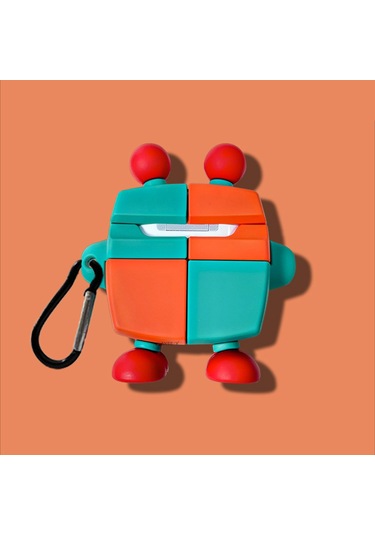 İos Pro 2.nesil Uyumlu Kopçalı Robot Tasarımlı Sevimli Silikon Kılıf