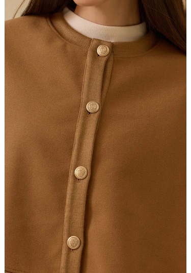 Kadın Katmanlı Kaşe Panço - Camel Camel