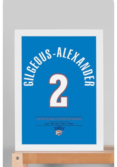 Shai Gilgeous Alexander Forma Çerçeveli Tablo - Nba Oklahoma City Thunder Jersey