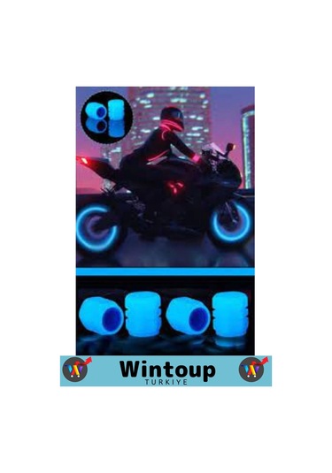 Özel Tüm Otomobil Bisiklet Motosiklet, Minibüslerle Uyumlu 4 Adet Fosforlu Mavi Sibop Kapağı